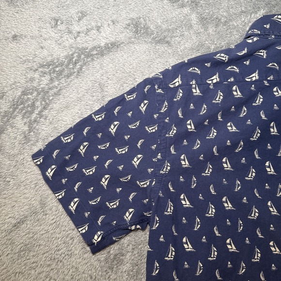 Ralph Lauren Men's SZ S Blue & White Sail Boat Short Sleeve Button Down Shirt - Picture 13 of 15